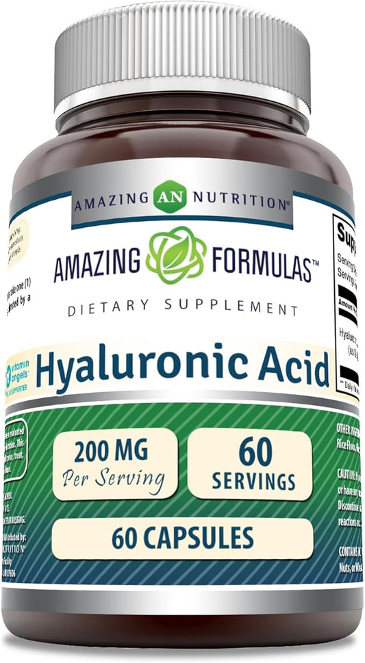 Amazing Formulas Hyaluronic Acid 200 Mg Per Serving Capsules Supplement | Non-GMO | Gluten Free | Made in USA (60 Count)