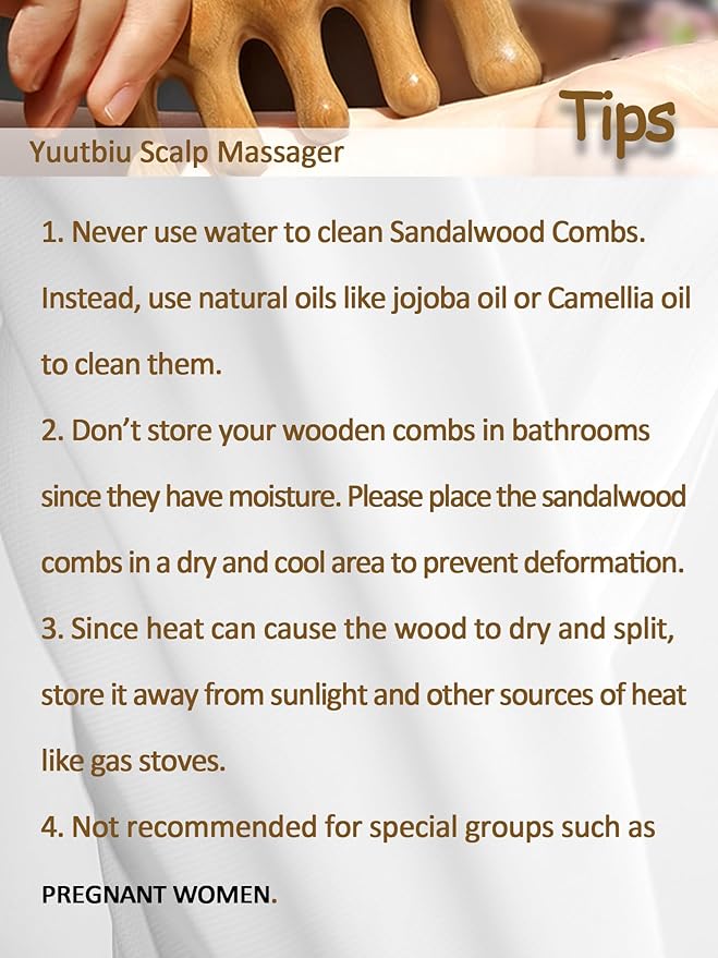 Wooden Scalp Massager - Green Sandalwood Wide Tooth Wood Therapy Massage Tool for Head Relaxation, Stress Relief & Hair Health (Funny Spa Gifts)