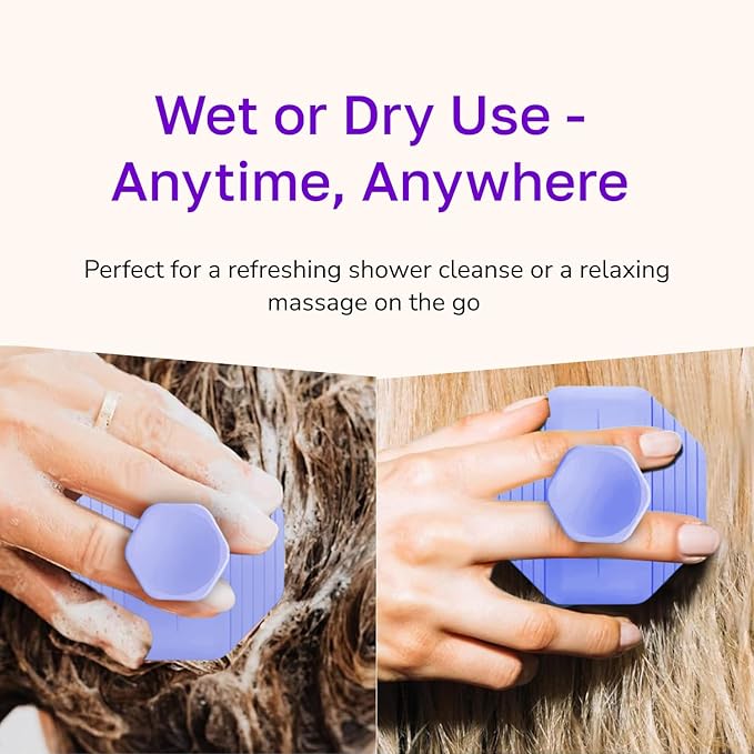 Silicone Scalp Scrubber - Massage Shampoo Brush, Soft Bristles for Hair Growth & Dandruff Removal - Ergonomic Design, Wet & Dry Use, Deep Cleansing Scalp Exfoliator for All Hair Types - Purple