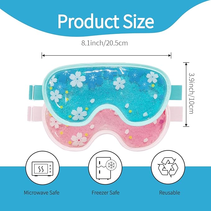 ZNÖCUETÖD Ice Mask Gel Cooling 2 Packs Reusable Cold Compress Eye Ice Pack for Dark Circles and Puffiness, Migraine, Stress Relief