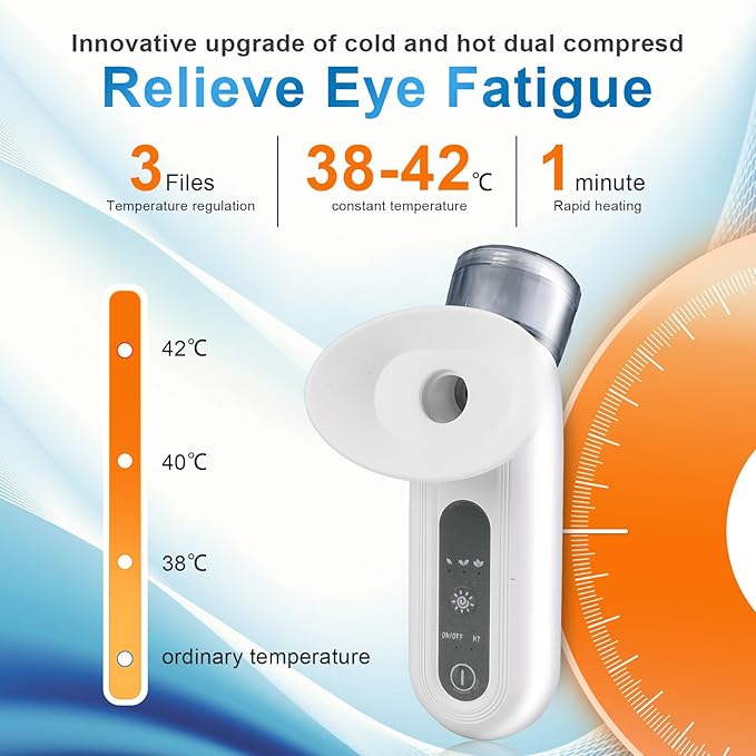 Eye Steamer for Dry Eye, Portable Eye Steam Sprayer, Dry Eye Steam Therapy, Portable Heated Eye Masks, Mini Eye Moisturizing Cleaning Soothing Steamer (White)