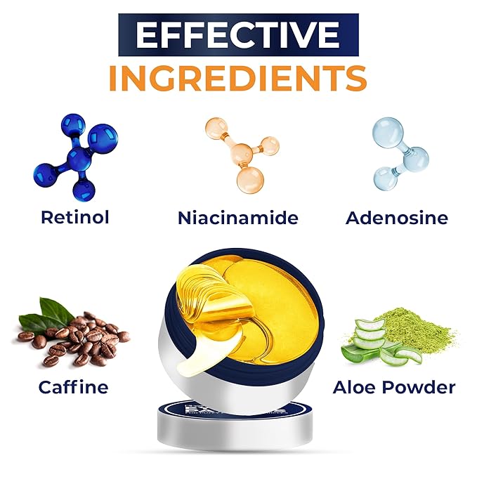 Under Eye Care Bundle: Eye Cream for Dark Circles, Puffiness & Bags with Retinol, Hyaluronic Acid & Caffeine + 30 Pairs Under Eye Patches for Dark Circles & Wrinkles, Anti-Aging Collagen Eye Masks for