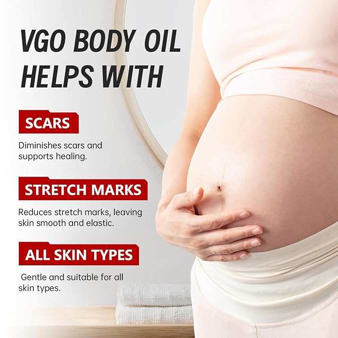 VGO Body Oil with Vitamin E, After Shower Body Oil for Women, Non-Greasy & Fast-Absorbing Lightweight Moisturizer for Scars & Stretch Marks, Hydrating for Dry Sensitive Skin