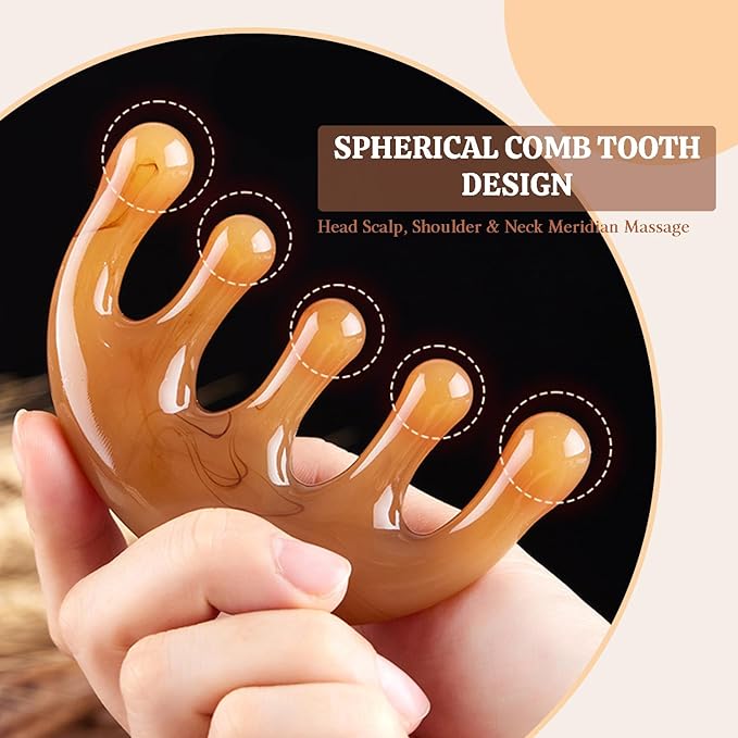 Head Massager Scalp Resin Handheld Wide Tooth Comb Relax Massage Tool for Soothing Head Massage