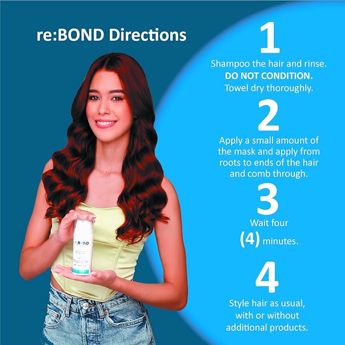 reBOND Leave-in Miracle Bond Building Hair Mask- 4 minute Repair Treatment Deep Conditioning for Bleached, Damaged, Dry, Colored or Frizzy Hair - Set includes: 3oz + .34oz