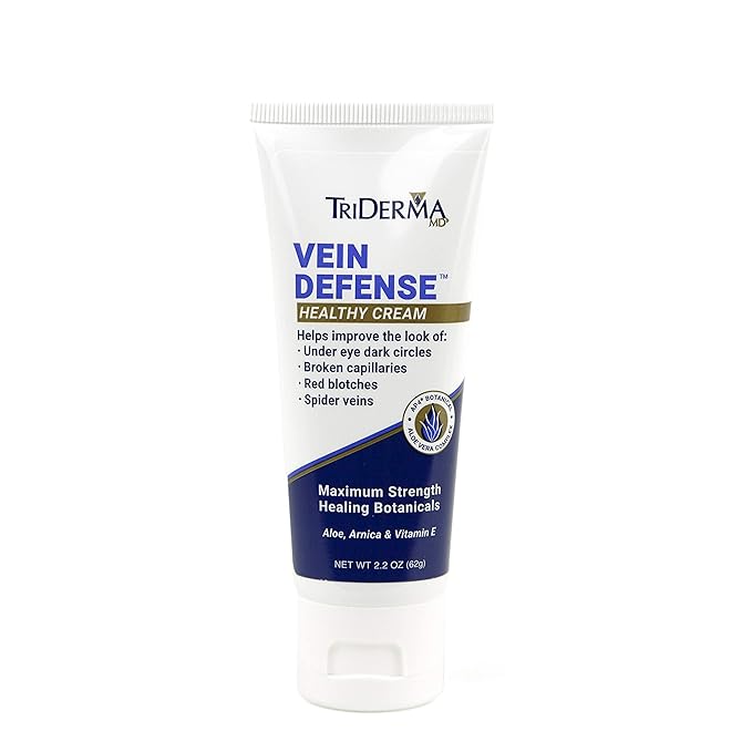 TriDerma Vein Defense Healthy Cream 2.2 Ounces Helps Improve the look of Spider Veins and Under Eye Dark Circles