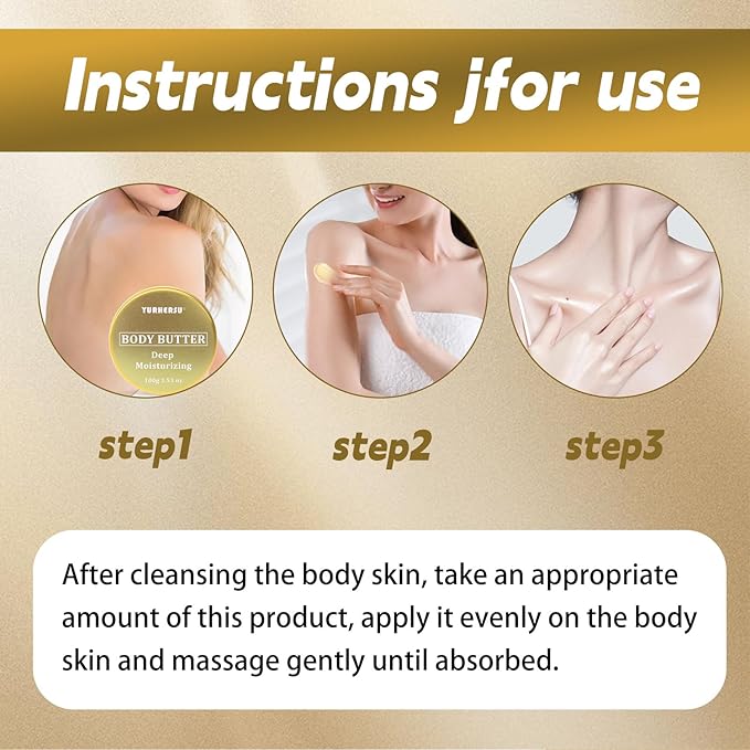 Body Butter Cream, Nourishes Moisturizes Dry Skin, Anti-Drying Anti-Cracking, Quickly Absorbed Non-sticky Improving Skin Elasticity for All Skin (Body Butter, 100 g)