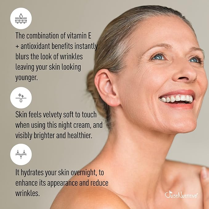 Just Nutritive Anti-Aging Night Facial Cream | Best Night Cream for Awesome Looking Skin | Anti Wrinkle Cream | Anti Aging Night Cream For Face | Anti Aging Skin Care 2oz