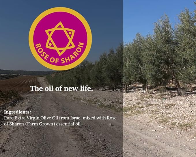 Rose of Sharon Anointing Oil from Israel, Holy Spiritual Oils Bottles from Jerusalem Blessed, Handmade with Natural Ingredients and Blessed for Wedding Ceremony, Religious Use, 0.25 Fl Oz