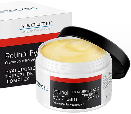 YEOUTH Retinol Eye Cream, Firming Under Eye Cream for Puffiness and Bags Under Eyes for Wrinkles and Dark Circles with Hyaluronic Acid and Tripeptides 1oz