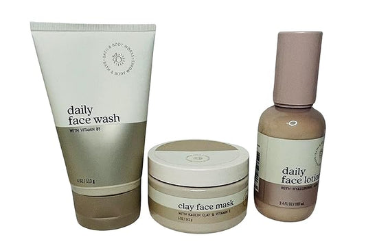 Bath and Body Works Face Essentials Gift Set Includes Daily Face Wash (4 oz), Daily Face Lotion (3.4 oz) and Clay Face Mask (6.5 oz)