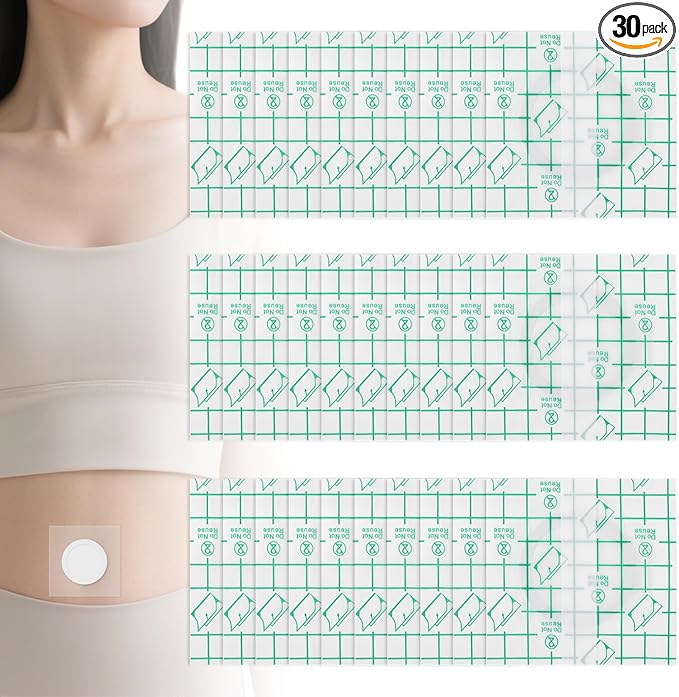 30 Pcs Disposable Clear Castor Oil Patches, Pu Film Waterproof Castor Oil Belly Button Patch, 3.2 x3.2'' Organic Cotton Pads Self-Adhesive, Hypoallergenic, Suitable for Navel, Abdomen, (Oil-Free)