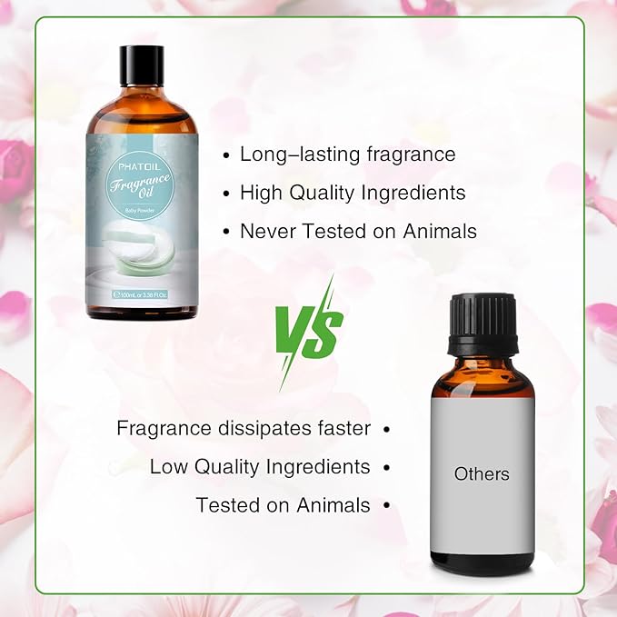 3.38FL.OZ Baby Powder Fragrance Oils for Aromatherapy, Essential Oils for Diffusers for Home, Perfect for Diffuser, DIY Candle and Soap Making, DIY Scented Products - 100ml