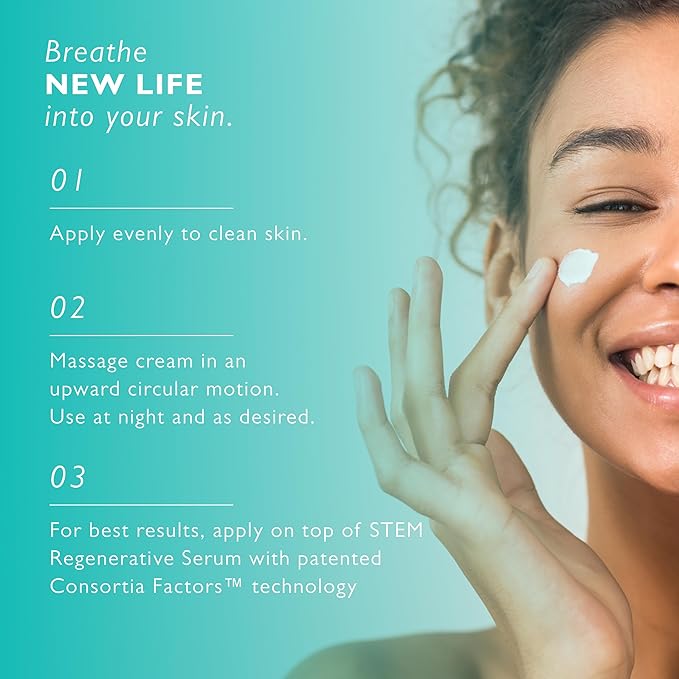 STEM Revitalize Night Cream, Facial Moisturizer, Luxury Skin Care, Face Moisturizer for Women, Peptides Serum, Antioxidant Support Overnight Face Mask & Cream, 1oz Bottle