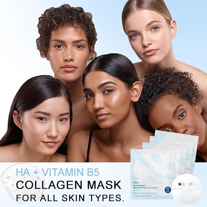 Deep Collagen Overnight Face Mask - Tea Tree CICA Hydrating Overnight Hydrogel Mask, Collagen Overnight Mask Anti Wrinkle Lifting, Collagen Face Mask Improve Elasticity, Firming (Blue)