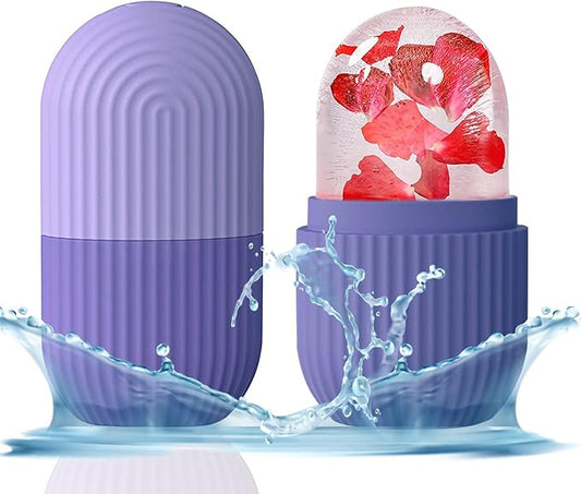 KOGITI Ice Mold for Face & Eye, Beauty Facial Roller, Puffiness Relief Massage Skin Care Tool, Ice Cube Holder (Purple)
