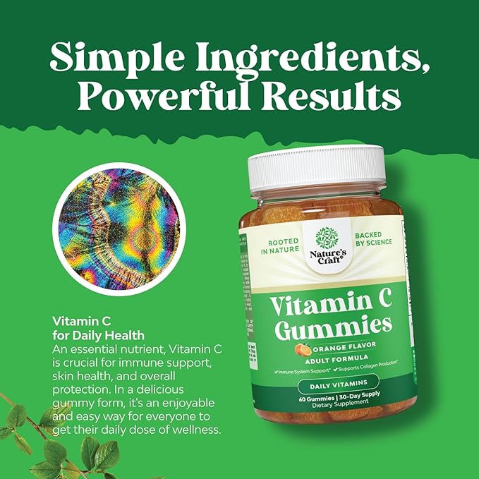 Natures Craft Bundle of Hair Skin and Nails Gummies for Women Extra Strength Biotin 90ct and Collagen Gummies and Chewable Vitamin C Gummies for Adults - Halal Vitamin C Immune Support Gummies