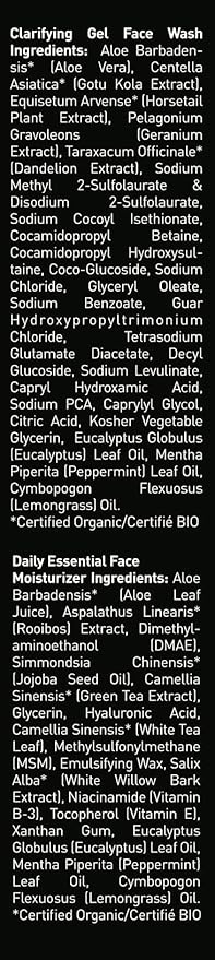 Brickell Men's Daily Essential Face Care Routine I, Gel Facial Cleanser Wash and Face Moisturizer Lotion, Men's Skincare Gift Set Natural and Organic, Scented