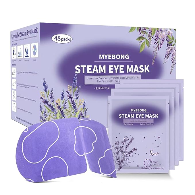 48 Packs Steam Eye Mask for Dry Eyes, Warm Compress Eye Mask, Self Heating Eye Masks Help for Dark Circles, Puffy Eyes, Disposable Heated Eyes Mask for Sleeping Relief Stress Eye Fatigue