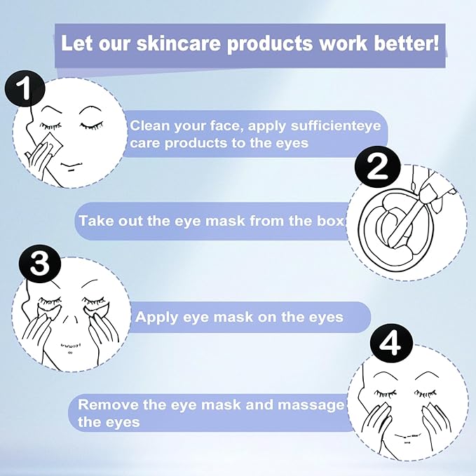 Reusable Eye Patches, 2 Pairs Silicone Under Eye Patches for Fine Lines & Dark Circles with Metal Eye Cream Applicator, Visible Metal Case