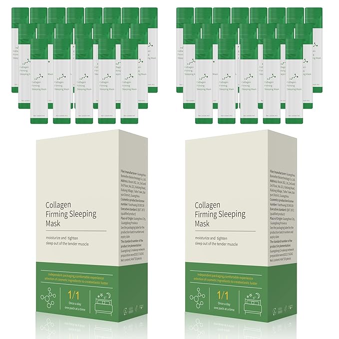 Korean Collagen Firming Sleeping Mask(40 Pcs), Wash-Free Firming Anti Aging Moisturizing Face Mask for Women, Smooth & Tight Skin, Individual Packaging