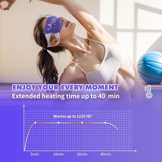 18 Packs Steam Eye Mask for Dry Eyes Eye Self Heating Mask Disposable SPA Warm Eye Compress Sleep Mask Womens Gifts for Christmas (Lavender-Hollow)