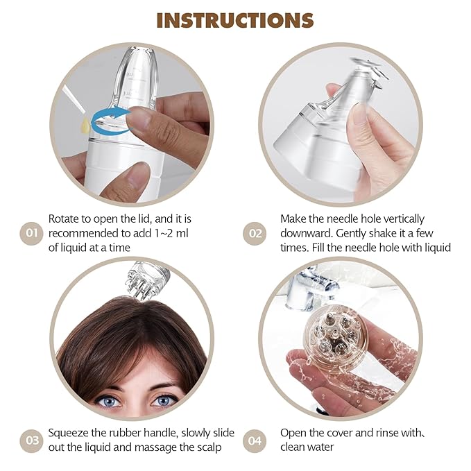 Scalp Applicator Comb,Hair Oil Applicator Brush,Minoxidil Medicine Essential Serum Liquid Massager for Hair Growth, Follicle Care Treat Hair Loss Thinning (Transparent)