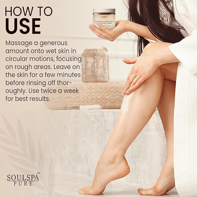 Oatmeal & Calendula Body & Foot Scrub - Soothing & Hydrating Exfoliating Body Scrub for Sensitive and All Skin Types, 10 oz