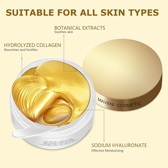 COSMETIC |24k Gold Vitality-Fill Hydra-Gel Eye Patches | Anti-Aging Under-Eye Patches, Help Boosting Lift & Firm the Look of the Eye Area