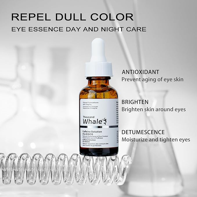 Thousand Whale caffeine solution 5%+egcg reduces appearance of eye contour pigmentation and of puffiness 30ml/1fl.oz