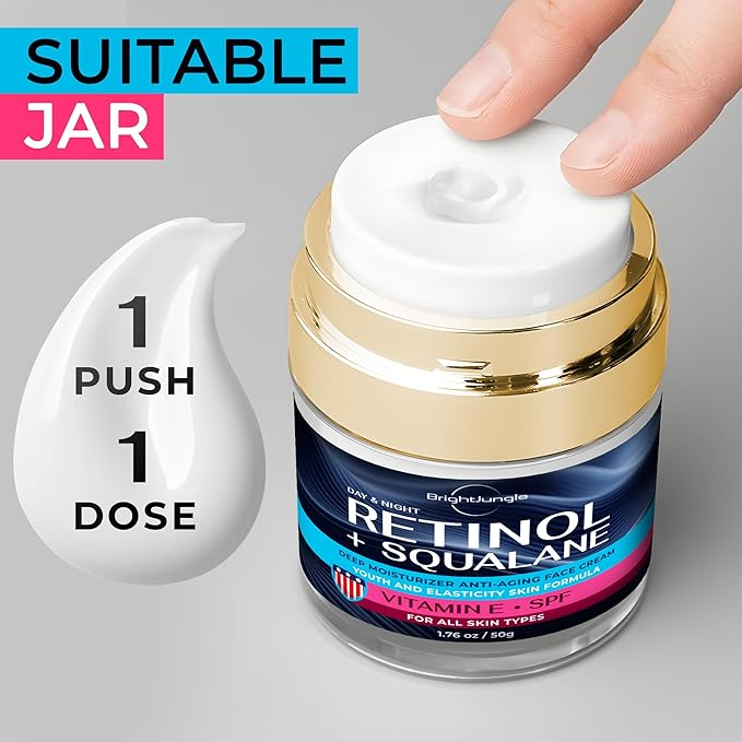 Moisturizing Face Cream with Retinol, 10% SPF & Squalane - Day & Night Anti-Aging face cream - Skincare, Hydrating Lotion for Women and Men