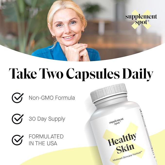 Healthy Skin Anti-Aging Supplement w/Hyaluronic Acid, Trans Resveratrol, Collagen & Alpha Lipoic Acid – Anti Wrinkles Supplement Protects, Rejuvenates & Increases Skin Elasticity (60 Capsules)