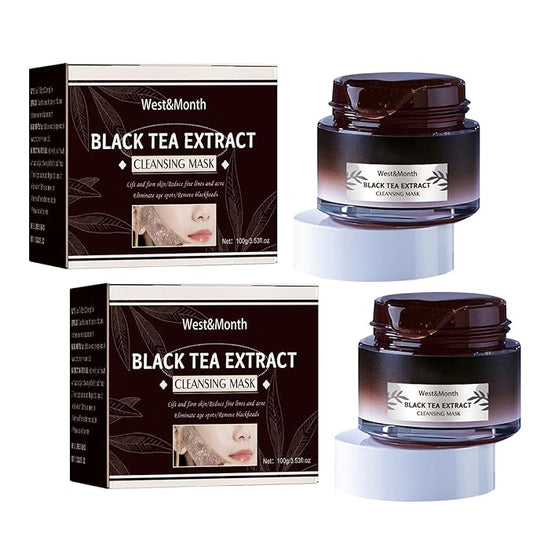 2PCS Black Tea Mask, Black Tea Face Peeling Mask, Black Tea Skinning Peel Off Face Mask, Black Tea Extract Cleansing Mask, Firming Overnight Mask