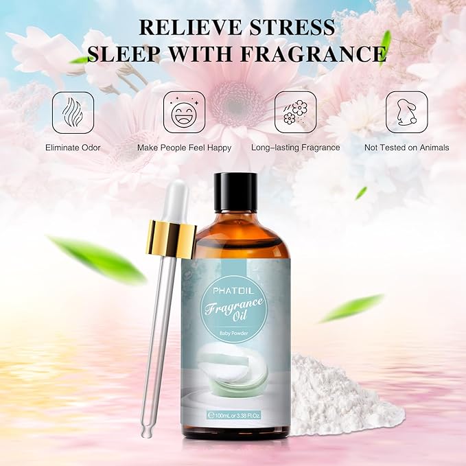 3.38FL.OZ Baby Powder Fragrance Oils for Aromatherapy, Essential Oils for Diffusers for Home, Perfect for Diffuser, DIY Candle and Soap Making, DIY Scented Products - 100ml