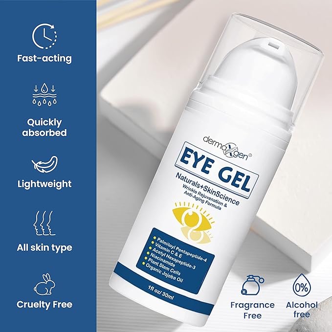 Instant Eye Treatment & Gel Bundle – Featuring Plant Stem Cells & Advanced Time Reverse Anti-Aging Eye Cream for Smooth Fine Lines, Wrinkles, and Dark Circles