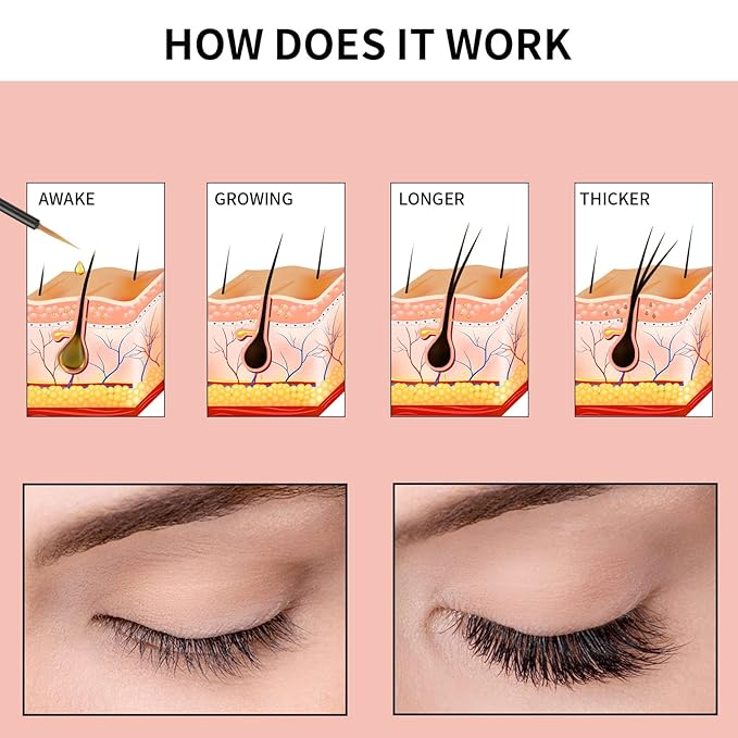 Premium Eyelash Growth Serum, Lash Growth Serum 5ML, Eyebrow Growth Serum with Peptides, Irritation-Free Eyelash Serum to Grow Lashes, Lash Boost for Fuller, Longer, Thicker, and Stronger Lashes, Pink