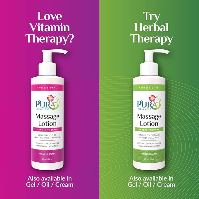 PURA Vitamin Therapy Massage Lotion, Massage Lotion Therapy Professional Deep Tissue Therapy, Pura Wellness Vitamin Therapy Lotion Unscented Lotion for Physical Therapy and Recovery, 8 oz