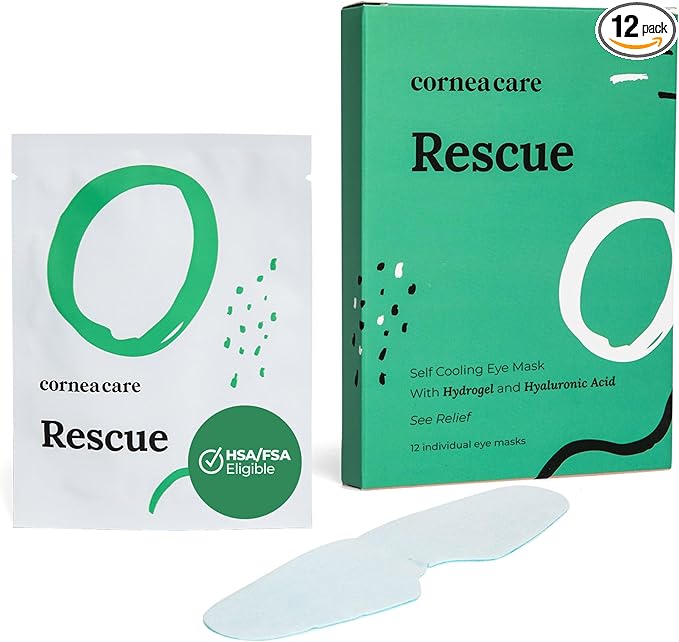 Rescue: Hydrogel Self Cooling Compress | Cold Eye Masks for Puffy Eyes | Self Cooling Eye Compress for Fast Relief | Travel Ready | 12 Count | FSA & HSA Eligible