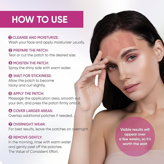 Anti Forehead Wrinkle Patches: Anti Wrinkle Facial Patches overnight- Forehead Wrinkles Treatment 144 pcs (Red(144 pcs))