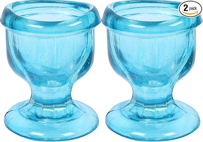 Glass Eye Wash Cup with Ergonomic Design for Snug Fit & Effective Cleansing – Smooth Edge for Comfort Soothing Relief from Irritants, Makeup, Dust, and Dry Eyes (Sky Blue)