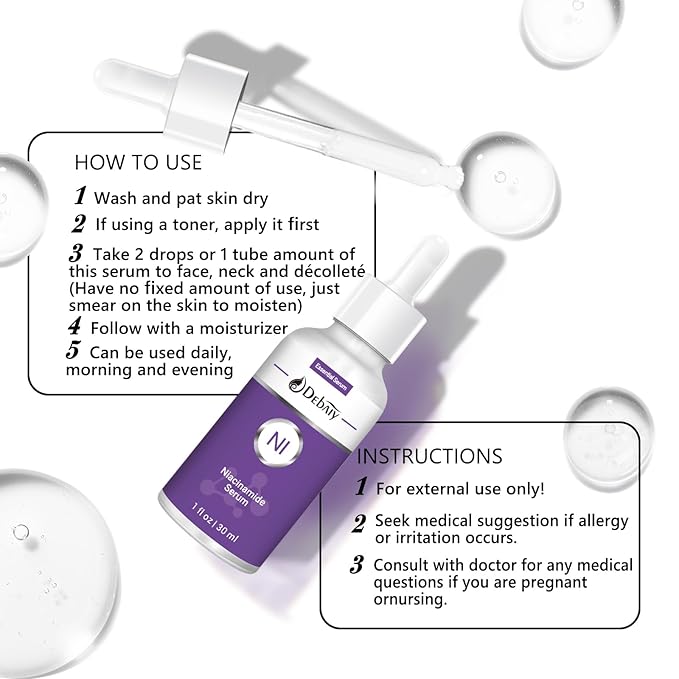 3 Pack Niacinamide Serum with Ceramide for Face Moisturizing Inhibits Melanin & Restore Skin Natural, Anti-Aging and Shrinks Pores (1Fl.Oz / 30ml)