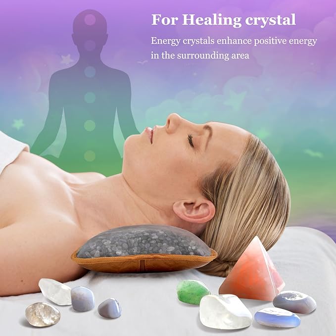 Jade Eye Mask &Crystal Energy Pillow Infused-Healing Crystal Pillows for Sleeping Nurtures Body,Mind,and Spirit,Comfortable &Breathable,Pillows for Side,Back Sleepers Massag