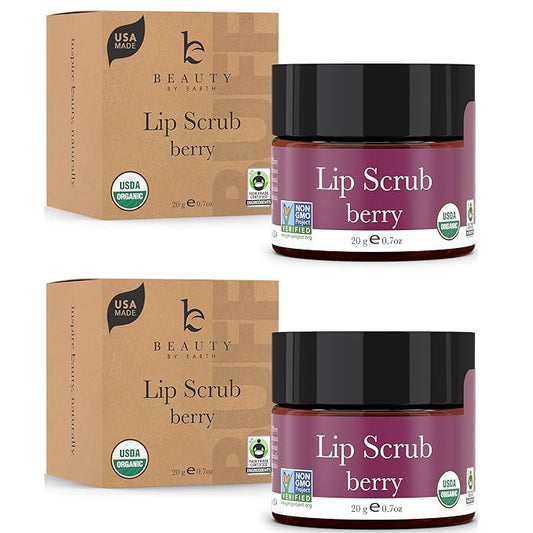 Lip Scrub Exfoliator Berry - USA Made Sugar Lip Scrubber with Natural & Organic Ingredients