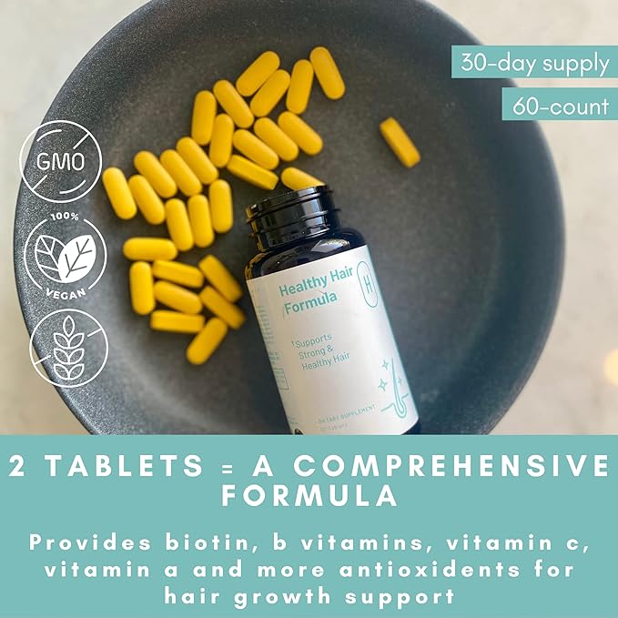 Herman Organic Healthy Hair Supplement Formula for Hair Growth - Essential Ingredients - Vitamin A, Vitamin C, & Folic Acid Eliminates Thinning Hair