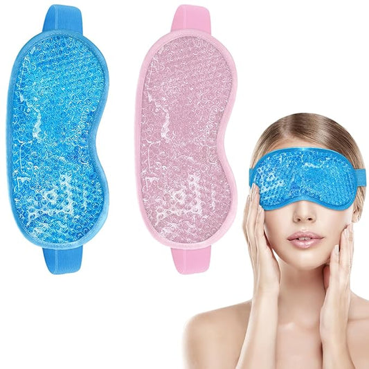 candyfouse 2Pack Cold Cooling Eye Mask, Reusable Hot Colder Therapy Gel Bead with Plush Backing for Puffiness Migraine Stress Relief Skin Care Dry Eyes