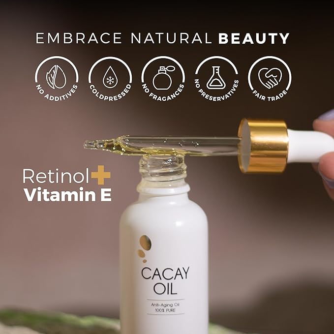 Cacay Pure Anti-Aging Oil – Natural Retinol Cacay Oil for Face, Hair, and Body | Organic Vitamin E Oil for Lip & Cuticle Care | Organic Face & Skin Oil Therapy (Cacay Oil + Spa Headband)