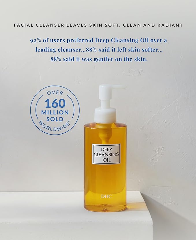 DHC Deep Cleansing Oil and Lip Cream, Facial Cleansing Oil, Makeup Remover, Hydrating, Moisturizing, Soothing, Set, Fragrance and Colorant Free, Ideal for all skin types, 6.7 fl. oz. and 0.05 oz.