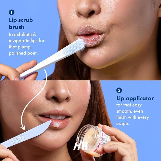Handmade Heroes Lip Scrub, Reusable Lip Exfoliator - Gentle Exfoliant, Use with Sugar Lip Polish and Lip Exfoliator Scrubber for Chapped and Dry Lips 2pc