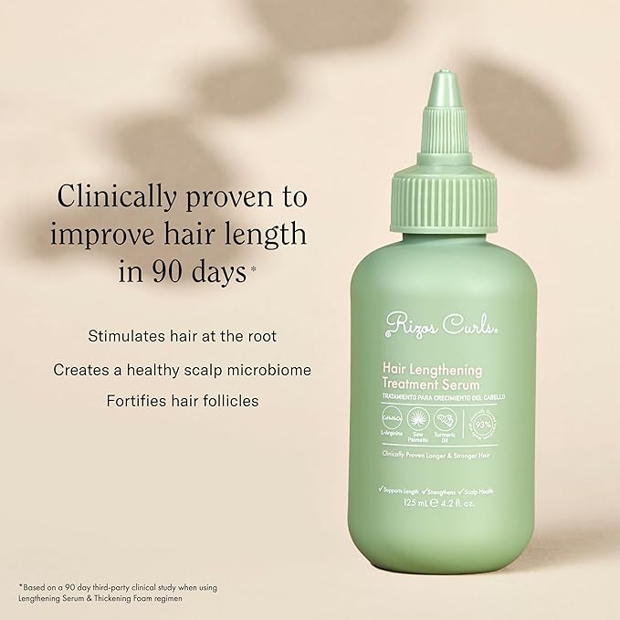 Rizos Curls Hair Lengthening Treatment Serum, Fortifies At Root for Healthy Scalp Microbiome Promoting Length, Supportes Longer Stronger Hair, 4.2 oz