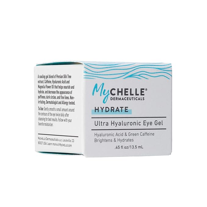 MyChelle Dermaceuticals Ultra Hyaluronic Eye Gel (0.45 Fl Oz) - Rich Hydration for Dry Skin with Vegan Hyaluronic Acid, Help Plump Skin and Help Reduce Appearance of Fine Lines and Wrinkles